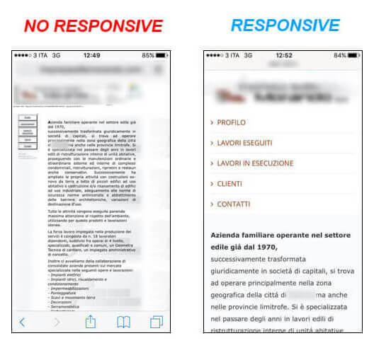 Esempio di testo su sito Responsive e no